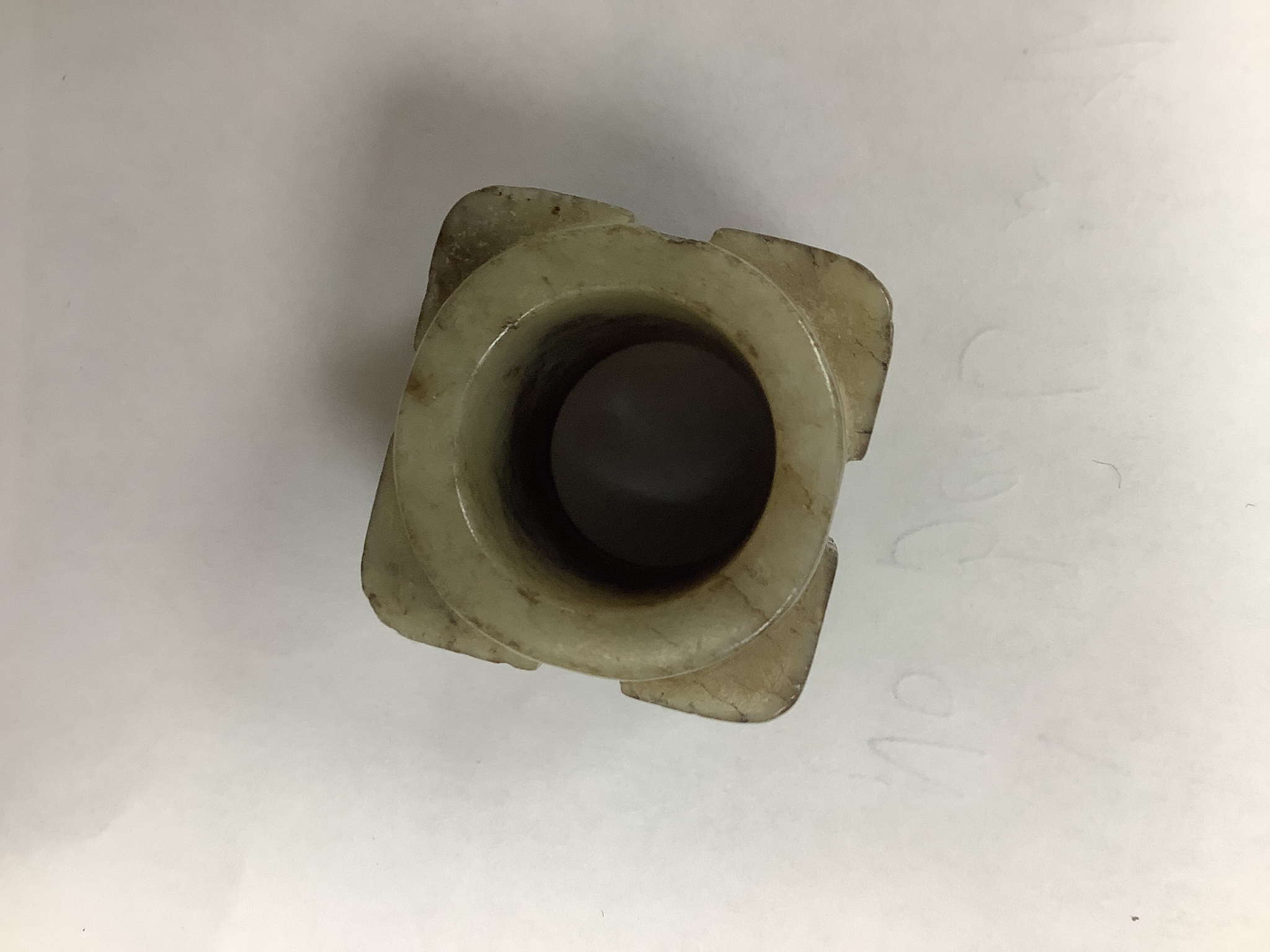 A small Chinese grey and black jade cong, 3.2 cm wide and other various Chinese hardstone and soap stone carvings, bowl 9.5cms diameter